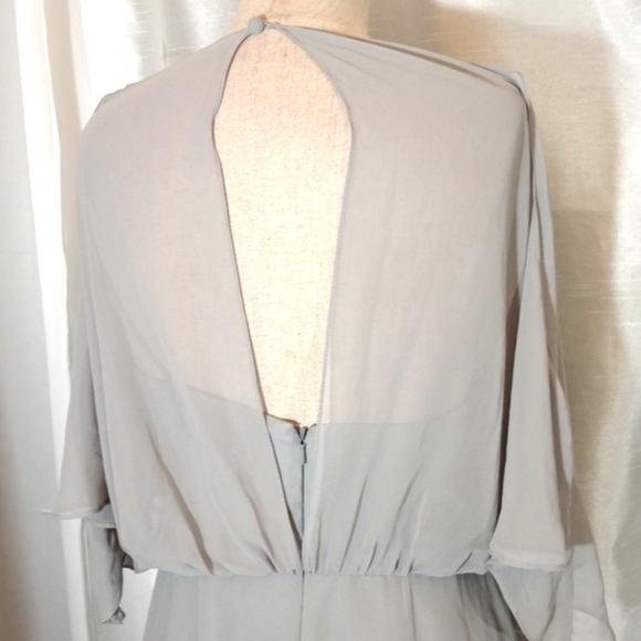 David's Bridal Evening Gown, Flutter Sleeves Zipper, Gray, open back, Long, 6 - Picture 13 of 14